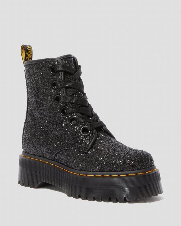 Dr Martens Dámské Boty Na Platformě Molly Chunky Glitter Černé, CZ-461579